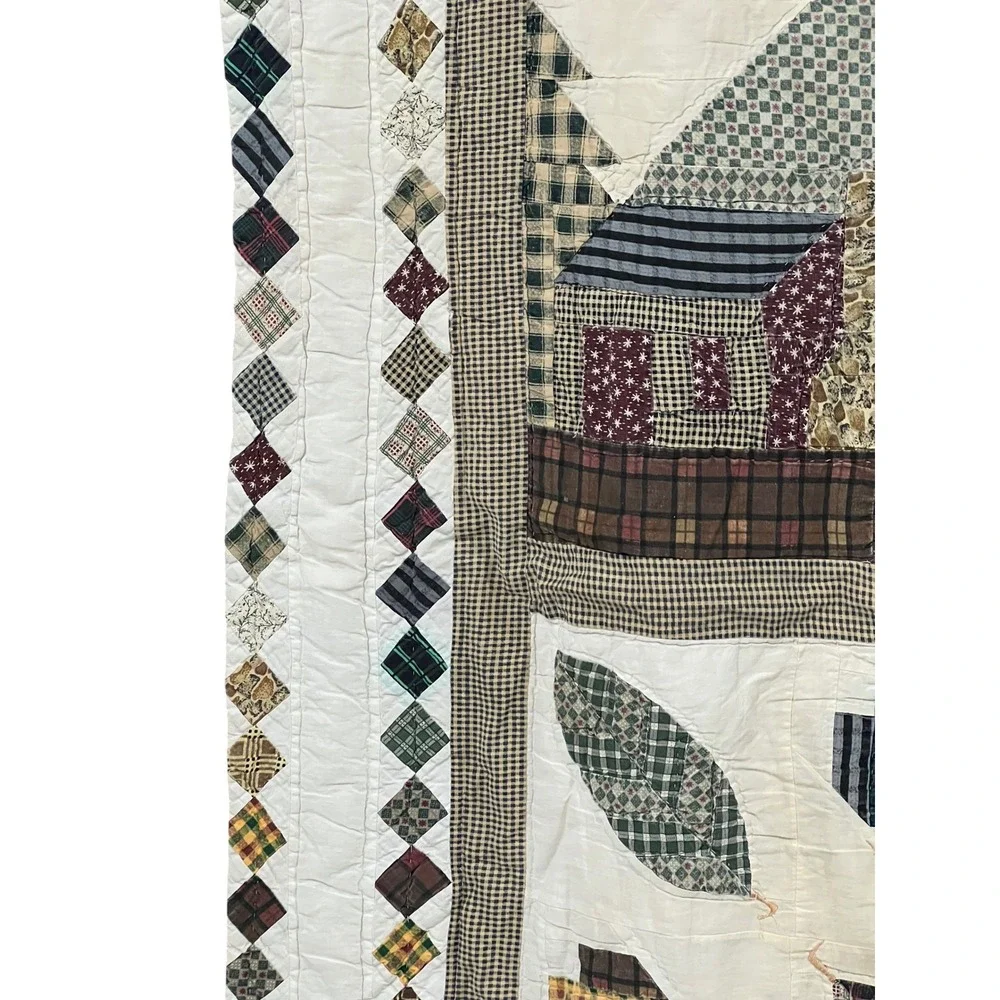 Hand Stitched Cabin Moose Quilt Wall Hanging Topper Primitive Lodge 56x48